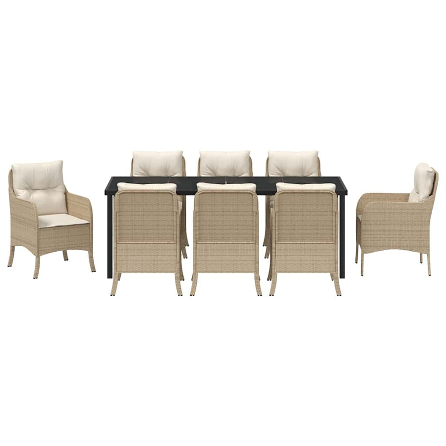Garden Dining Set 9 pcs Beige Poly Rattan