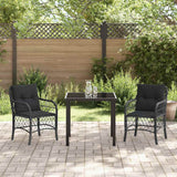 Garden Dining Set with Cushion 3 pcs Black Poly Rattan