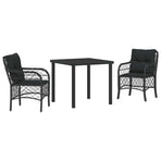 Garden Dining Set 3 pcs Black Poly Rattan