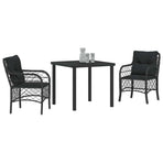 Garden Dining Set 3 pcs Black Poly Rattan
