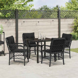 Garden Dining Set with Cushion 5 pcs Black Poly Rattan - Top-Down View