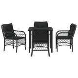 Garden Dining Set with Cushion 5 pcs Black Poly Rattan - Close-Up Angle