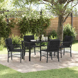 Garden Dining Set with Cushion 5 pcs Black Poly Rattan