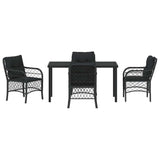 Garden Dining Set with Cushion 5 pcs Black Poly Rattan