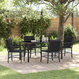 Garden Dining Set with Cushion 5 pcs Black Poly Rattan