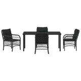 Garden Dining Set with Cushion 5 pcs Black Poly Rattan - Close-Up Angle