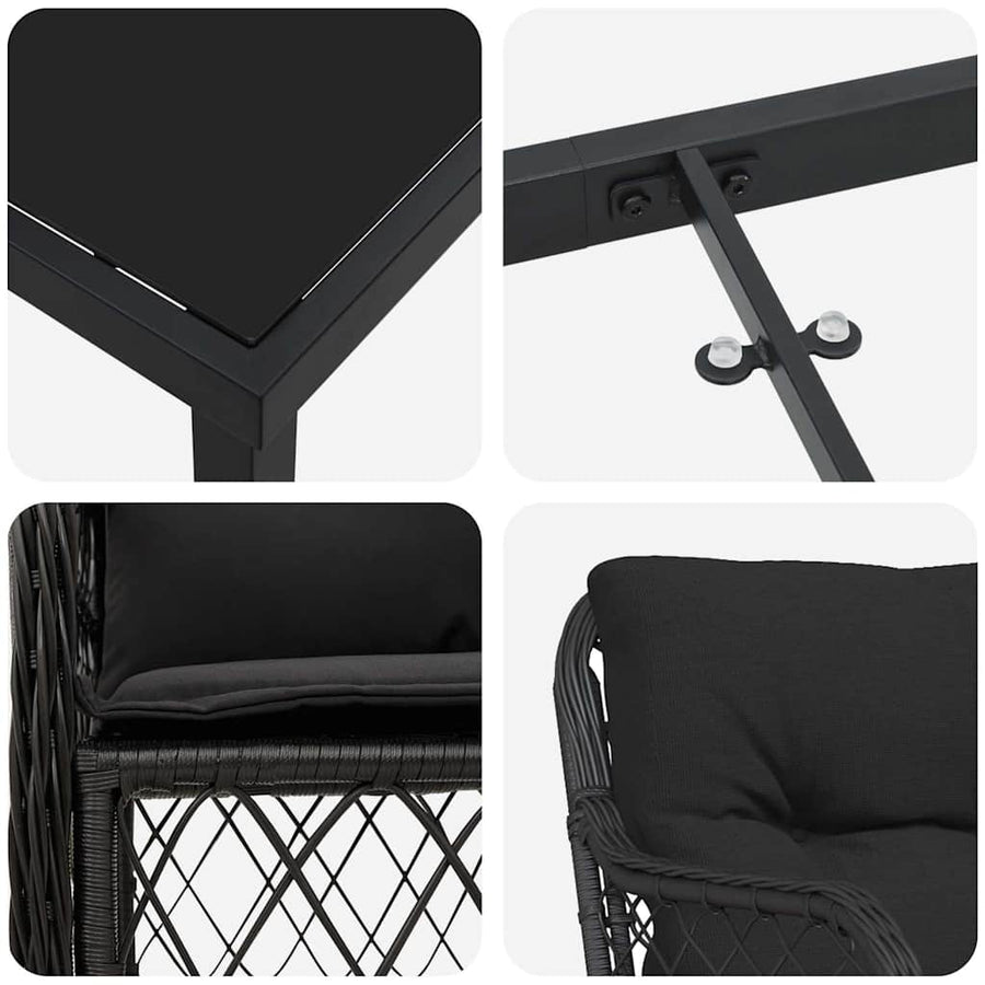 Garden Dining Set 7 pcs Black Poly Rattan