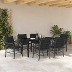 Garden Dining Set 7 pcs Black Poly Rattan