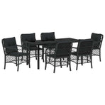 Garden Dining Set 7 pcs Black Poly Rattan