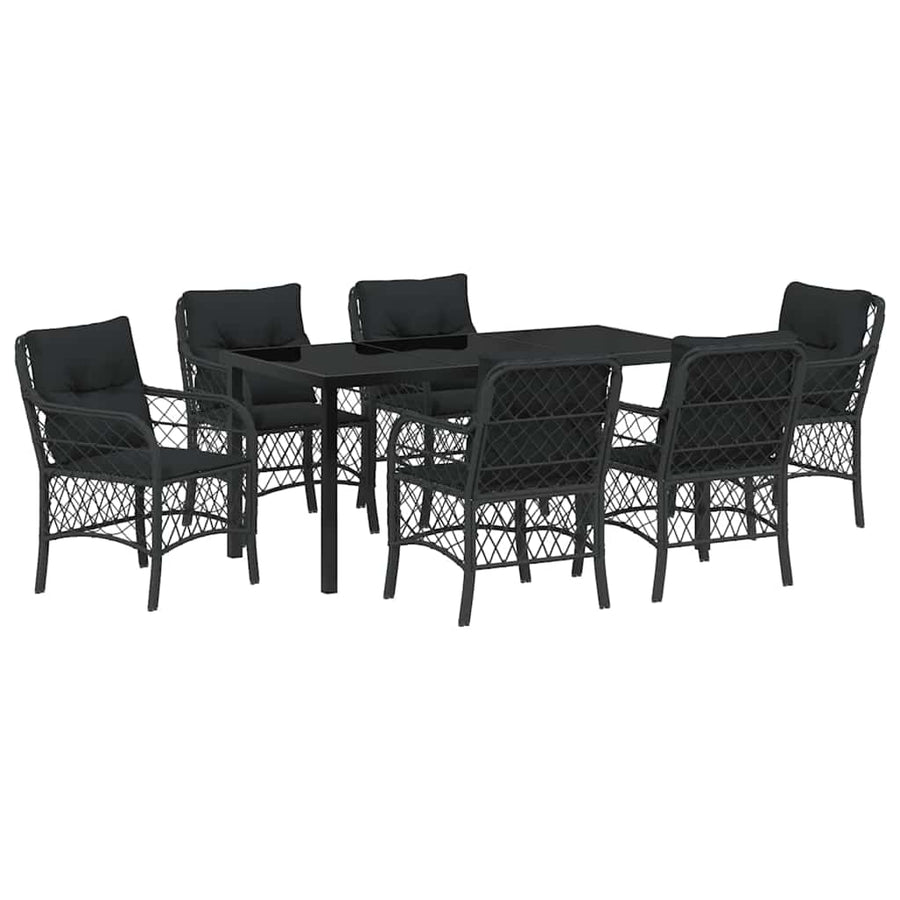 Garden Dining Set 7 pcs Black Poly Rattan