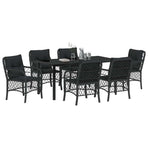 Garden Dining Set 7 pcs Black Poly Rattan