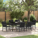 Garden Dining Set with Cushion 7 pcs Black Poly Rattan