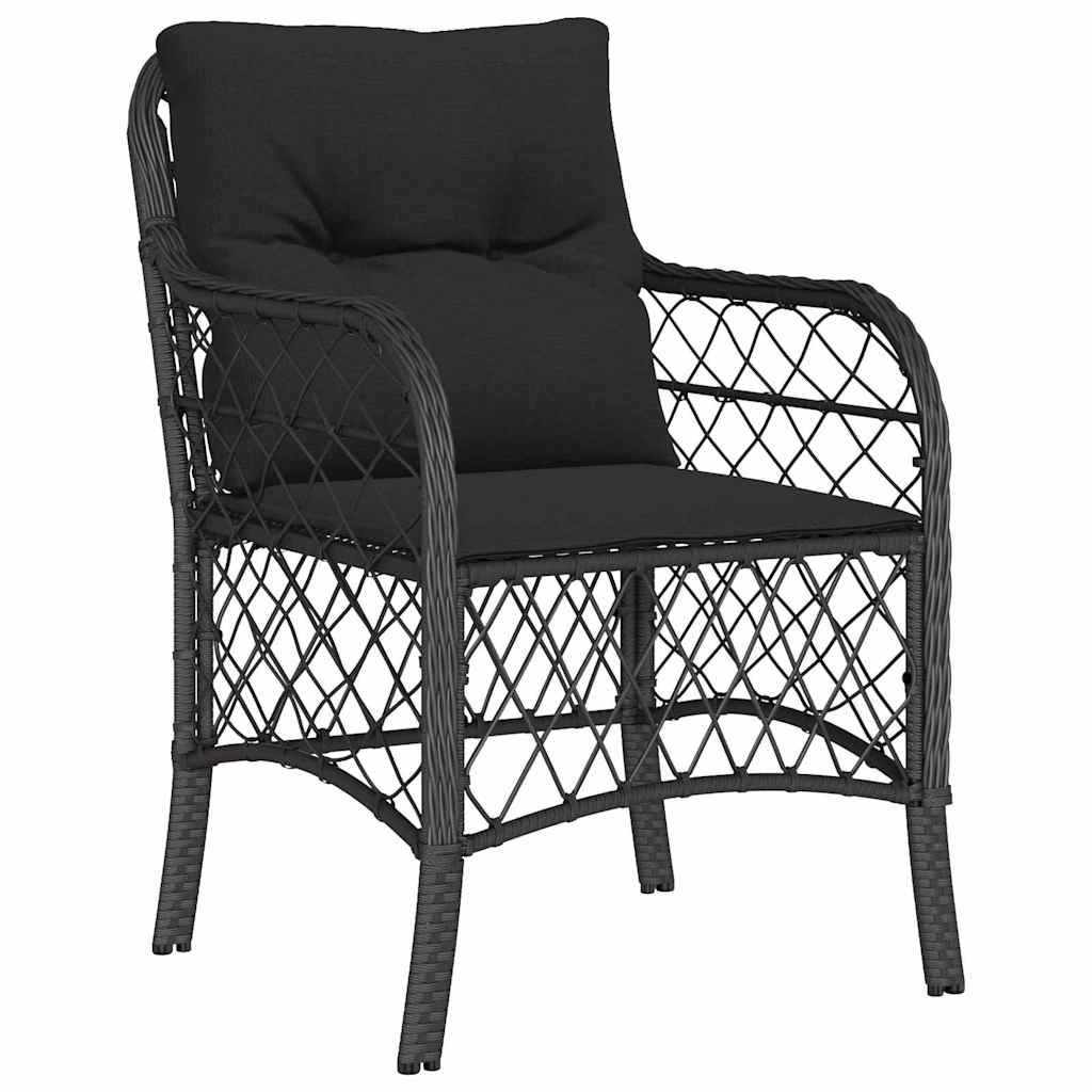 Garden Dining Set with Cushion 7 pcs Black Poly Rattan