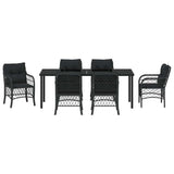 Garden Dining Set with Cushion 7 pcs Black Poly Rattan - Close-Up Angle