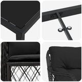 Garden Dining Set with Cushion 9 pcs Black Poly Rattan - Extra Image