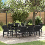 Garden Dining Set with Cushion 9 pcs Black Poly Rattan