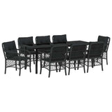 Garden Dining Set with Cushion 9 pcs Black Poly Rattan