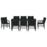 Garden Dining Set with Cushion 9 pcs Black Poly Rattan - Close-Up Angle
