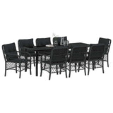 Garden Dining Set with Cushion 9 pcs Black Poly Rattan - Side View
