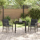 Garden Dining Set with Cushion 3 pcs Grey Poly Rattan