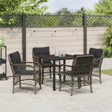 Garden Dining Set with Cushion 5 pcs Grey Poly Rattan
