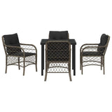 Garden Dining Set with Cushion 5 pcs Grey Poly Rattan - Close-Up Angle