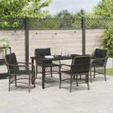 Garden Dining Set with Cushion 5 pcs Grey Poly Rattan - Top-Down View
