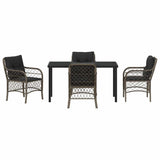 Garden Dining Set with Cushion 5 pcs Grey Poly Rattan