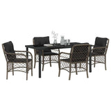 Garden Dining Set with Cushion 5 pcs Grey Poly Rattan