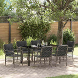 Garden Dining Set with Cushion 7 pcs Grey Poly Rattan