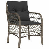 Garden Dining Set with Cushion 7 pcs Grey Poly Rattan - Rear View