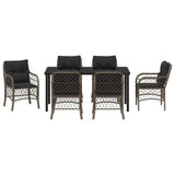 Garden Dining Set with Cushion 7 pcs Grey Poly Rattan