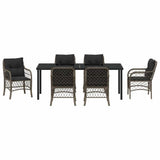 Garden Dining Set with Cushion 7 pcs Grey Poly Rattan - Close-Up Angle