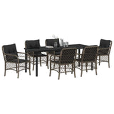 Garden Dining Set with Cushion 7 pcs Grey Poly Rattan
