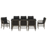 Garden Dining Set with Cushion 9 pcs Grey Poly Rattan - Close-Up Angle