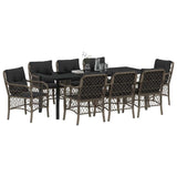 Garden Dining Set with Cushion 9 pcs Grey Poly Rattan - Side View