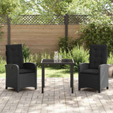 Garden Dining Set with Cushion 3 pcs Black Poly Rattan - Top-Down View