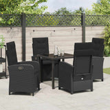 Garden Dining Set with Cushion 5 pcs Black Poly Rattan - Top-Down View