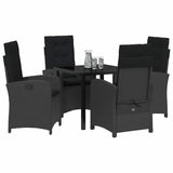 Garden Dining Set with Cushion 5 pcs Black Poly Rattan - Side View