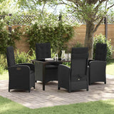 Garden Dining Set with Cushion 5 pcs Black Poly Rattan