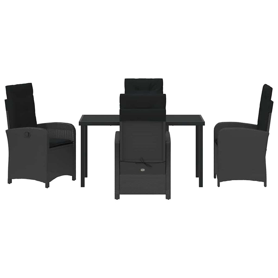 Garden Dining Set 5 pcs Black Poly Rattan