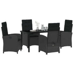 Garden Dining Set 5 pcs Black Poly Rattan