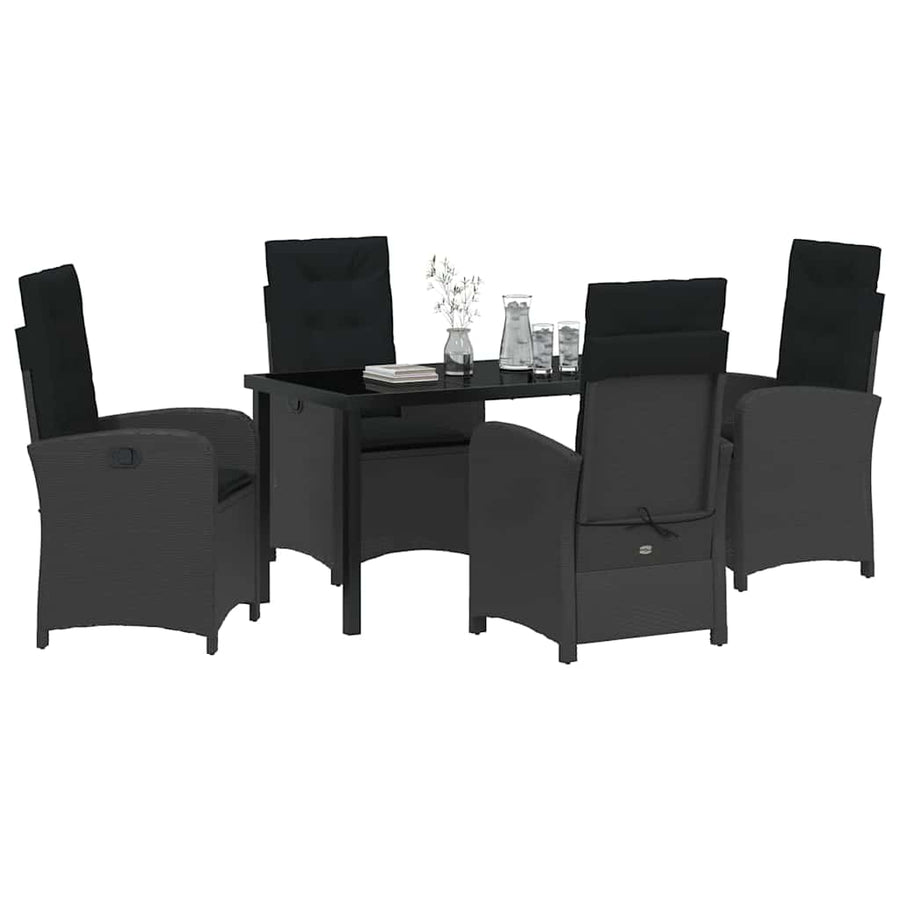 Garden Dining Set 5 pcs Black Poly Rattan