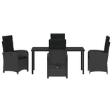 Garden Dining Set with Cushion 5 pcs Black Poly Rattan - Close-Up Angle