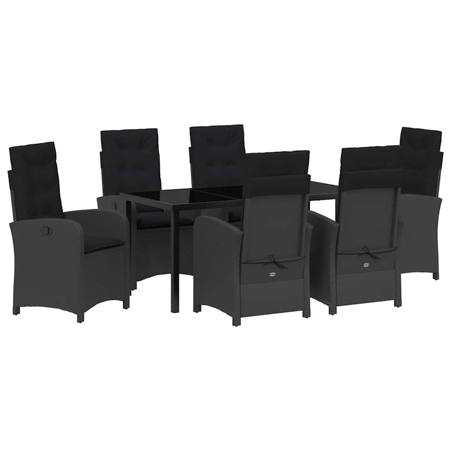Garden Dining Set 7 pcs Black Poly Rattan