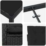Garden Dining Set with Cushion 7 pcs Black Poly Rattan - Low Angle