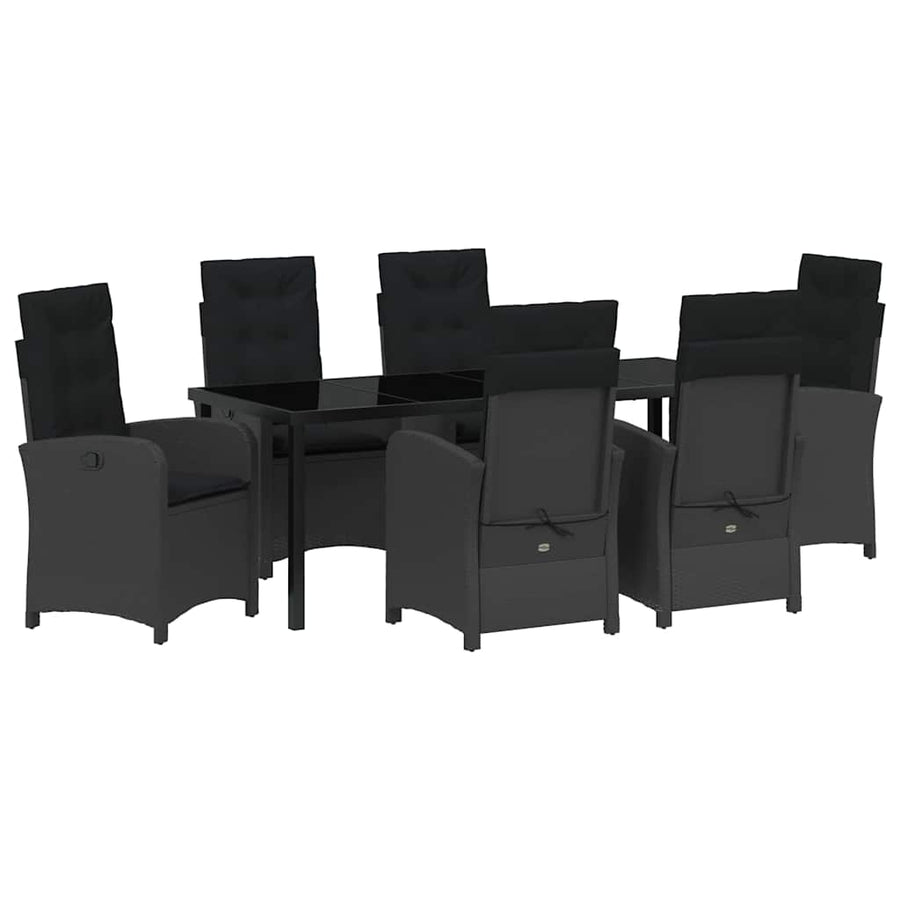 Garden Dining Set 7 pcs Black Poly Rattan