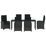 Garden Dining Set with Cushion 7 pcs Black Poly Rattan - Close-Up Angle