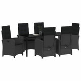 Garden Dining Set with Cushion 7 pcs Black Poly Rattan