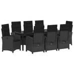 Garden Dining Set 9 pcs Black Poly Rattan